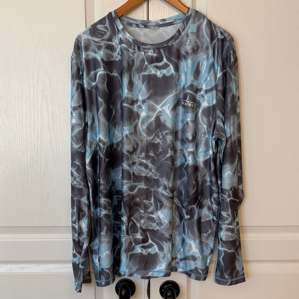 Habit Men's Light Blue and Gray Performance Fishing Long Sleeve Shirt - Picture 3 of 3